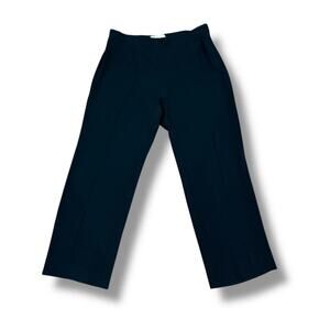 Marina Rinaldi Size 16 (25) Black Wide Leg Side-Zip Trousers Pants Made in Italy